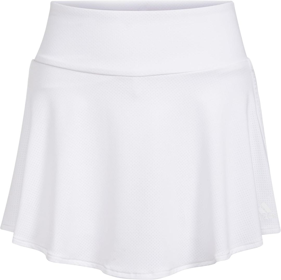 adidas Girls 3-Stripe Flounce Knit Skorts Tennis Skirt (X-Large, White/White)
