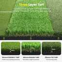 5x4ft Extra Large Golf Hitting Mat, 26mm Thick Tri-Turf Golf Practice Mat for Indoor Outdoor Training, 3-in-1 Professional Golf Turf for Driving, Chipping & Swinging, Gifts for Him Men Women, 5x4ft Tri-Turf Sized