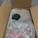 MARTINE MALL 2FT Pre-Decorated Small Christmas Tree with Lights, Snowy Flocked Mini Christmas Tree Artificial Tabletop Christmas Trees with Pink Owl Bow Hanging Ornaments for Table Desk Small Space