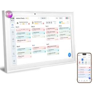UPGRADED 15.6" Digital Calendar, Smart Touchscreen Chore Chart & Planner with Mobile Interconnection, Multi-functional Electronic Calendar for Schedule, Meal Planner, Chore Chart, Photo Display