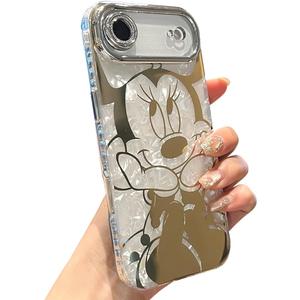 for iPhone 17 Air Case Bling Camera Lens Protection Glitter Bling Cute Pattern Printed Design Soft Bumper Hard Back Shockproof Protective Case for Girls and Women - Sparkly Minnie