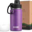 Koodee Small Water Bottle 12 oz Stainless Steel Vacuum Insulated Water Bottle for Back to School, Wide Mouth Flask with Leakproof Spout Lid(Purple)