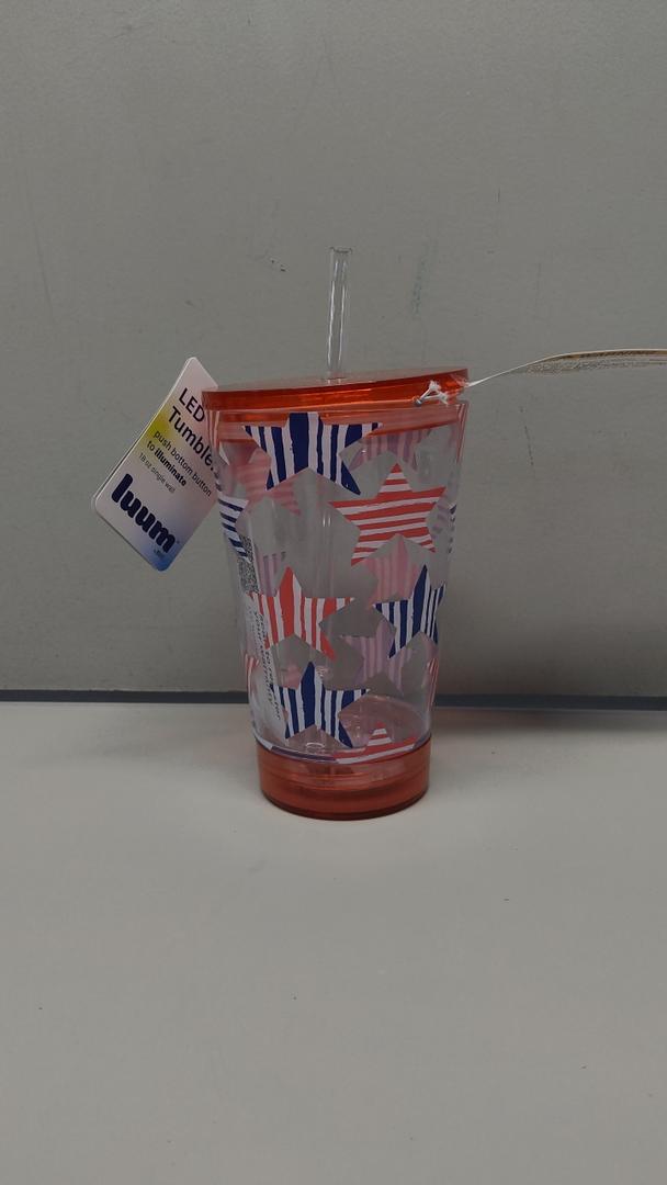 Patriotic Red White Blue Flags Flying Insulated Tumbler 18oz with Lid and Straw