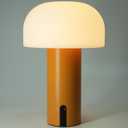 Cordless Mushroom Table Lamp, Waterproof Shower Lamp, Battery Operated Table Lamp Rechargeable, Touch Dimmable Night Light for Bedroom/Patio/Camping/Dinning/Outdoor (Orange)