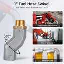 1'' NPT Automatic Fuel Nozzle with Fuel Hose Swivel & Hook, Auto Shut-Off Aluminum Alloy Diesel Nozzle Max Flow Rate 30 GPM, 19/16" (OD=30mm) Spout for Diesel, Gasoline, Biodies