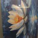 Large Zen Canvas Wall Art White Lotus Floral Bloom In Water Picture Wall Decor Abstract Night Lotus Poster Print Artwork for Yoga Spa Meditation Spiritual Room Bathroom Living Room Office 40L''x20W''