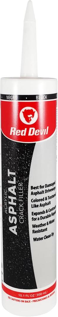 Red Devil 0637 Asphalt Crack Filler Sealant, Driveway Sealer, Acrylic, 10.1 fl. oz. , Black, 1 Pack, Red Devil 0637 Asphalt Crack Filler Sealant, Driveway Sealer, Acrylic, 10.1 fl. oz. , Black, 1 Pack,