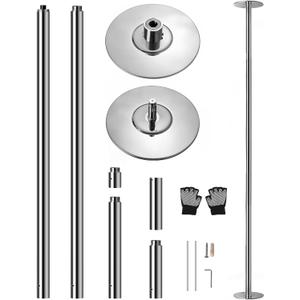 SereneLife Portable Spinning Fitness Pole  Adjustable Height 82108" & 23.8 lb Steel Pole for Home Gym, Dance, Club & Bar  Chrome Finish, Easy to Install & Remove, Supports Up to 1,102 lb