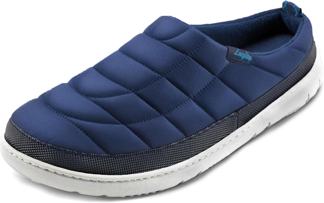 LazyStep Men's Slip on Slippers Indoor Outdoor House Shoes Memory Foam Clogs for Men (15-16, Deep Blue)