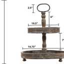 Distressed Brown Wood 2-Tier Tray with Metal Handle