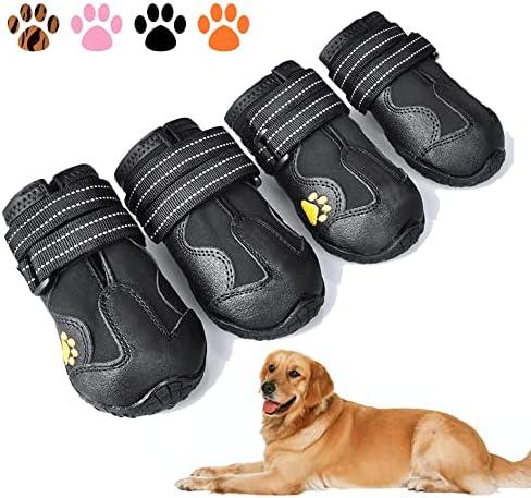 XSY&G Dog Boots,Waterproof Dog Shoes,Dog Booties with Reflective Rugged Anti-Slip Sole and Skid-Proof,Outdoor Dog Shoes for Medium to Large Dogs 4Pcs-Size6