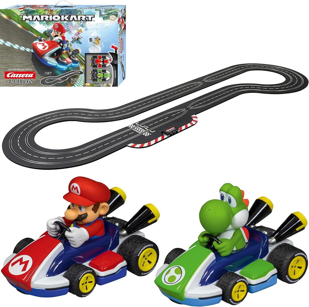 Carrera Evolution Analog Electric 1:32 Scale Slot Car Racing Track Set - Includes Two 1:32 Scale Cars & Two Dual-Speed Controllers Ages 8+, Mario Kart