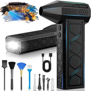 Electric Air Duster with Flashlight,180000RPM Compressed Air Duster Turbo Fan(10000mAh),Multipurpose Jet Fan, High-Speed Air Blower with 4 Gear,Electric Air Blower Duster with Assist Lighting BL01