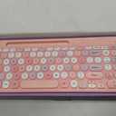 Retro Wireless Keyboard with Round Keycaps, 2.4GHz Full-Size USB Cute Wireless Keyboard Mouse for Computer, Desktop, Laptop and Computer (Pink-Colorful)