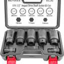 BILITOOLS 12 Point Axle Nut Socket Set, 1/2" Drive Spindle Axle Nut Impact Deep Socket Set 14mm, 17mm, 19mm, 30mm, 32mm, 34mm, 35mm, 36mm