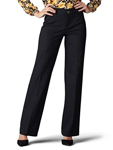 Lee Women's Flex Motion Regular Fit Trouser Pant, Black, 6 Long