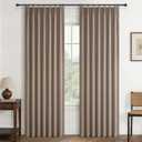 Dark Flax Living Room Curtains 84 Inches Long,Tan Pinch Pleated Linen Window Curtain Total Blackout Burlap Sunblock Thermal Drapes for Winter Cabin/Office/Nursery Room Divider (40"x84" 2panels)