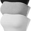 MixMatchy Women's Strapless Tube Tops Basic Bandeau Crop Sleeveless Backless Casual Sexy Going Out Tops Summer 2025 pack of 2