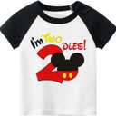 Luke and Lulu 2nd Birthday Shirt Boy - Mouse Themed Short Sleeve Birthday Boy Shirt 2 - Premium 2nd Outfit - Two (3T, Raglanredblkylw)