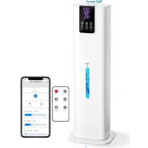Smart Humidifiers for Bedroom Large Room,(8L) 2.1Gal Cool Mist Top Fill Diffuser Ambient Light, App & Remote Control, 3 Mist Modes, 12H Timer, 35dB Quiet Humidifier for Home Office Plant (White)