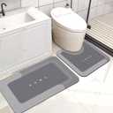 Housego Absorbent Bath Mat, Quick Dry Bath Rug, Non-Slip, 2PCS, Dark Gray, 2 Pieces