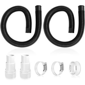 Pool Pump Filter Connection Hose 1-1/2" by 3FT, Black, Replacement Vacuum Hose for Above Ground Pools Skimmer Filters & Pumps (2 PACK)