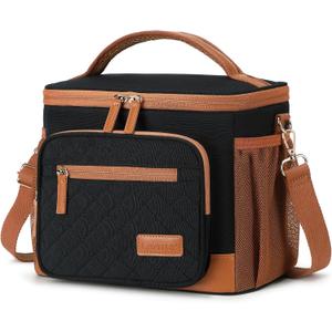 Insulated Lunch Box for Women Men 11L Leakproof Cooler Lunch Bag with 6 Pockets, Waterproof Quilted Lunch Tote for Office Work Travel School Picnic