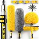 20 Foot High Ceiling Duster Kits with 5-12ft Heavy Duty Extension Pole, High Reach Duster for Cleaning, Microfiber Feather Duster, Cobweb Duster, Ceiling Fan Duster, Window Squeegee & Cleaner