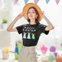 Happy Easter Shirts for Women: Easter Bunny Shirt Colorful Rabbit Easter Graphic T Shirt Letter Print Short Sleeve Tops
