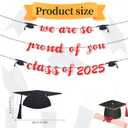 3pcs 2025 Graduation Banner, Glitter Graduation Decorations We Are So Proud of You Class of 2025 Congrats Grad Sign Garland Backdrop for High School College Party Supplies (Red)