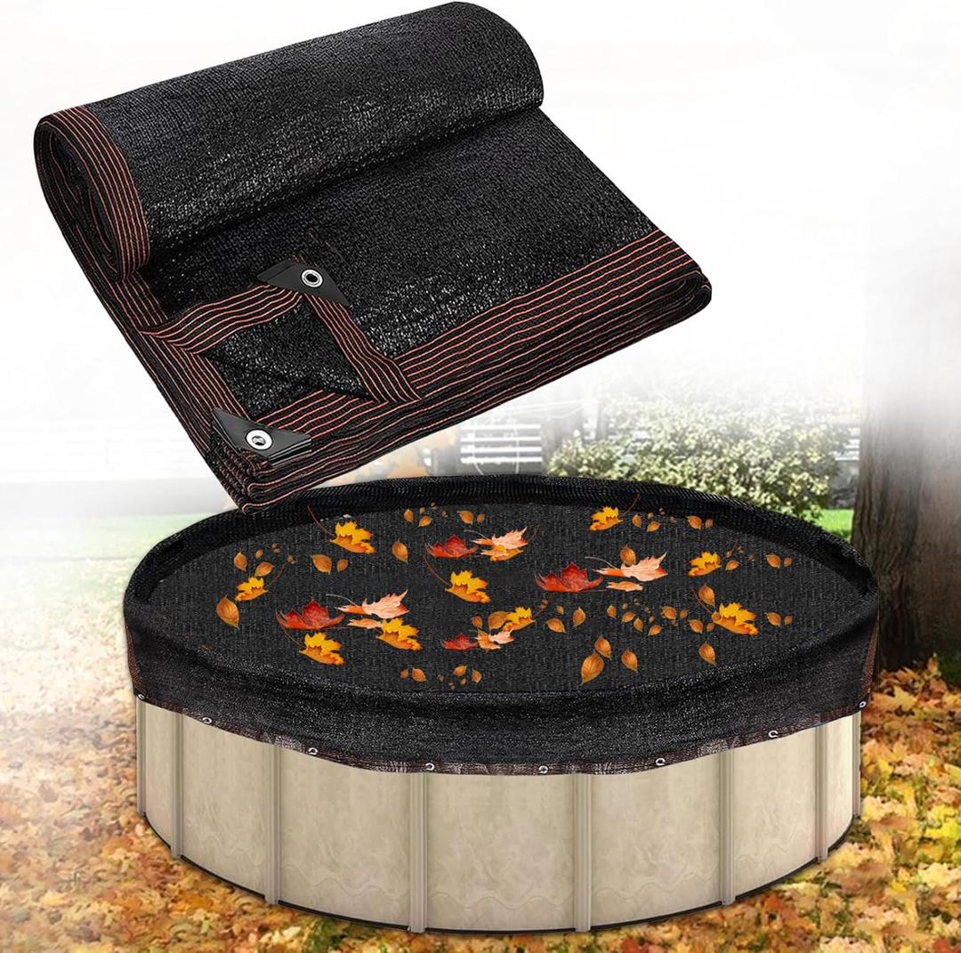 24ft Round Leaf Net Pool Covers for Above Ground Pool - 24ft Winter Cover Mesh CoverMesh Swimming Pool Cover Pool Safety Net Fits 24FT Above Ground Pools, Keeps Leaves Out of Your Pool Black