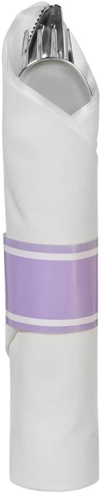 Lavender Premium Rolled Cutlery Set (10 Count) - Includes Fork, Knife, & Spoon - Perfect for Parties & Special Events