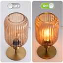 MAINDECO Mid Century Glass Table Lamp,Dimmable Desk Lamp,LED Bulb Included,Timer Build-in,Cognac Amber Ribbed Glass