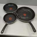 T-Fal Experience Non Stick Fry Pan Set 3 Piece, 8, 10.25, 12 Inch Induction Oven Broiler Safe 400F, Cookware, Kitchen Cooking Set, Pots and Pans, Skillets, Frying Pans, Dining, Dishwasher Safe, Black