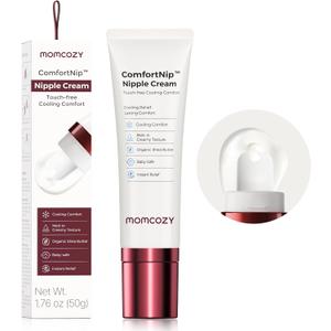 Momcozy Cooling Nipple Cream Safe for Nursing,Fast Relief with Cooling Ceramic Applicator for Cracked Nipple & Dry Skin, No Lanolin Nipple Butter,Plant-Based Formula, Breastfeeding Essentials, 1.76oz