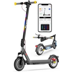 5TH WHEEL V40 PRO Electric Scooters, 48V 800W Peak Motor & 20 MPH, 24.9 Miles Range, 10" Solid Tires, Front-N-Rear Suspension and Ambient Light, Folding Sport Scooters with Dual Brake System and APP