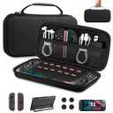 Bougraite Carrying Case for Nintendo Switch 2 2025, Dockable Protective Clear Cover, 2 Screen Protector, 4 Thumb Grips, Hard EVA Portable Travel Pouch with 12 Game Cartridges and Accessories