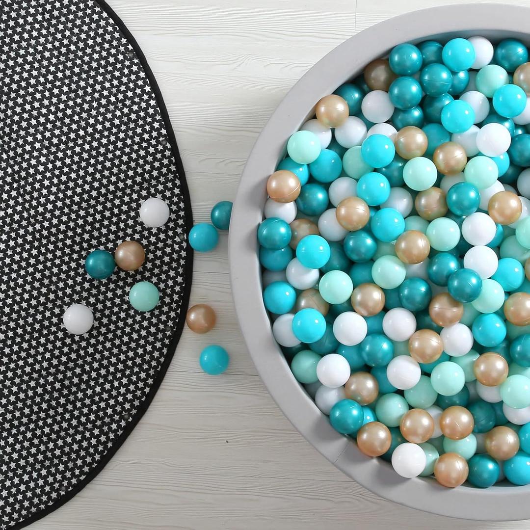 GOGOSO Ball Pit Balls for Toddler, Baby Plastic Playballs Kids Soft Pastel Pelotas Non-Toxic BPA-Free 2green+White+Gold,100 Balls