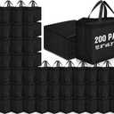 Windyun Reusable Grocery Bags Large Non Woven Shopping Bags with Handles Foldable Portable Tote Bulk, 12.6 x 11.8 x 6.3 Inch (Black)