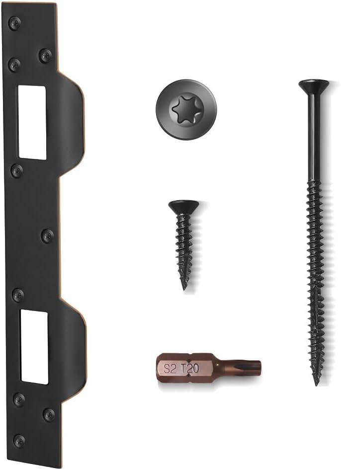 Door Strike Plate Oil Rubbed Bronze, with Reinforced Torx/Star Screws & Bit, Double Hole Reinforcement Latch Striker for Exterior/Interior Deadbolt Door Knob(1, Oil Rubbed Bronze)