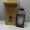 18'' Glass Solar Lantern Outdoor Waterproof, Large Hanging Solar Lanterns with Flickering Flame Lights, Metal Outdoor Lantern Decorative for Patio Garden Backyard Tabletop Mothers Day Gifts Mom