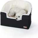 K&H Pet Products Bucket Booster Dog Car Seat, Seat Belt Secured, 2 Safety Leashes, Washable Covers, Sturdy Dog or Cat Booster Seats for Small to Medium Pets - Large Black/Cream