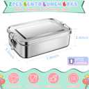 TeamFar Stainless Steel Bento Box, 2 Pack 47oz/1400ml Metal Lunch Box with 3 Compartments for Adults Kids, Large Lunch Food Containers for School/Work/Meal Prep, Leak-Proof & Dishwasher Safe