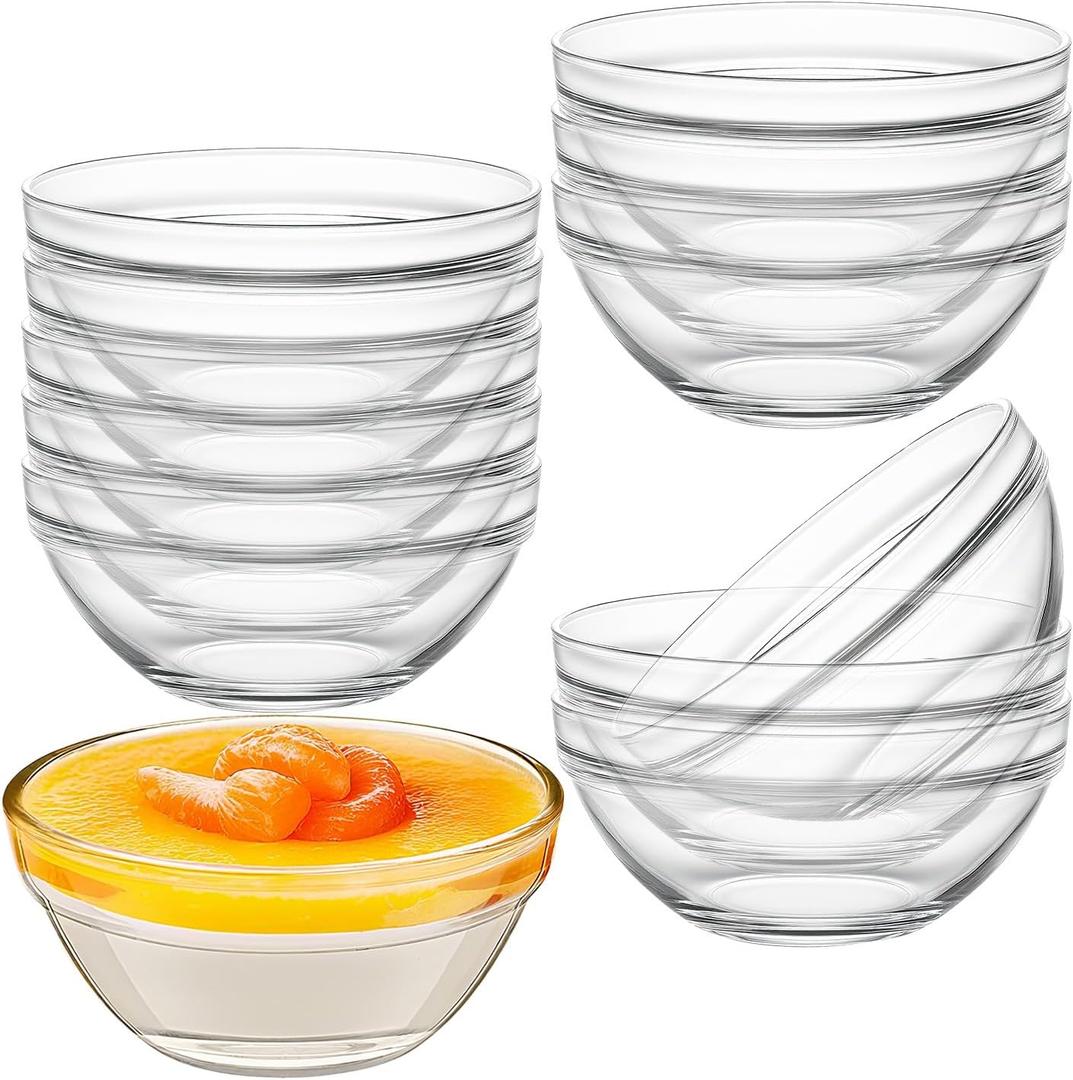 Small Glass Bowls, 9 Pcs Glass Mixing Bowls Stackable Ingredient Dish For Spices Dipping Sauces Ice Cream Toppings Dessert Snack Candy Nuts (4.92 Inch,5Oz)