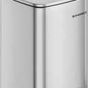 SONGMICS Kitchen Trash Can, 5.2-Gallon (20 L) Trash Bin, Stainless Steel Garbage Can, with Inner Bucket, Soft Close and Stays Open, Metallic Silver ULTB592E01