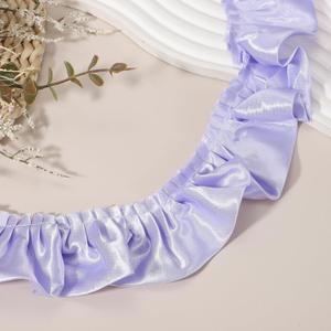 uxcell 11 Yards 3D Pleated Chiffon Lace Trim 2" Satin Ruffle Ribbon Pleated Sewing Fabric Trim for Headwear Dress Bag Wedding Dress Home Decoration, Light Purple