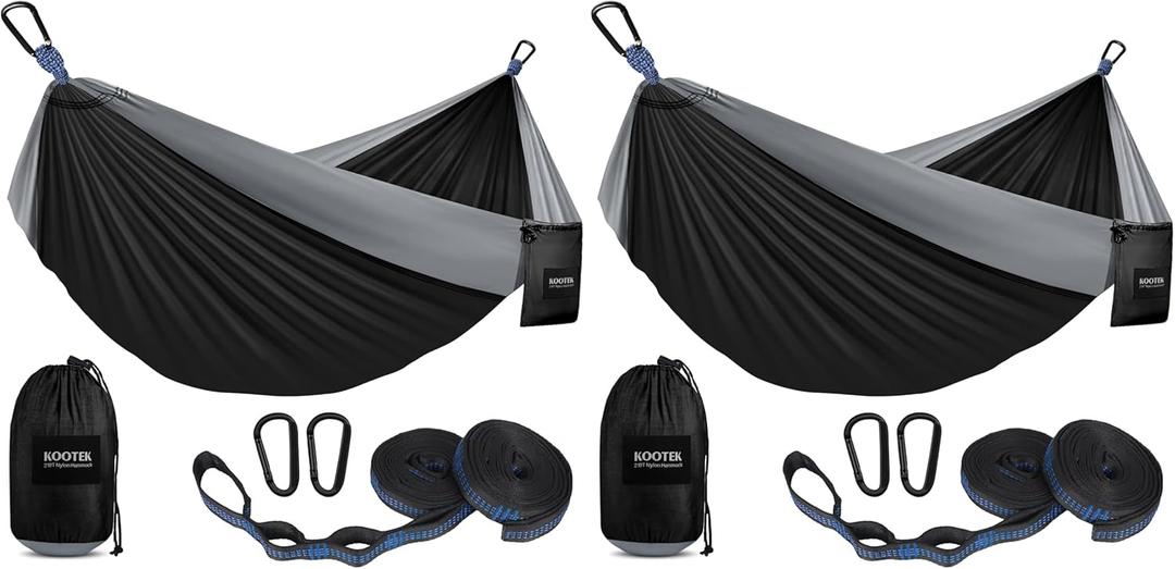 Kootek Camping Hammock, Portable Hammocks with Tree Straps & Attached Carry Bag, Camping Essentials Gear, Perfect for Outside Indoor Hiking Beach Backpack Travel Charcoal Rose
