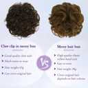 RUWISS Large Messy Bun Hair Piece with Claw Clip Human Hair Bun Wavy Curly Chignon Hair Bun Extensions Tousled Updo Hair Pieces for Women Claw Clip Ponytail Hair Scrunchies for Women, Natural Brwon