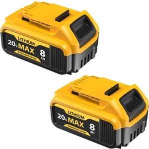 2-Pack 8000mAh 20V Max Lithium-ion Batteries for Dewalt - Replaces DCB201, DCB200, DCB205, DCB206, DCB207 - Seamless Compatibility with Dewalt 20V Max Battery Cordless Power Tools & Chargers