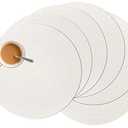 Zupro Round Placemats Set of 6,Braided 15 inch Table Mats Heat Resistant Non-Slip Washable,for Kitchen Dining Tables Four Seasons Dinner Parties Thanksgiving Christmas and Everyday Use.White